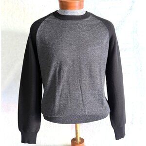 mens size XL Belstaff virgin wool black gray crew neck lightweight sweater (hole
